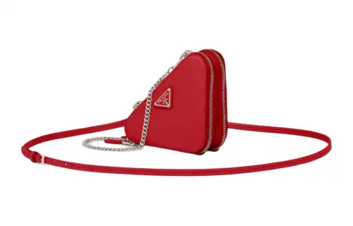 PRADA Saffiano Leather One Shoulder Crossbody Clutch Mini Women's Red