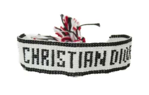 DIOR Letter Print Bead Bracelets Women's White
