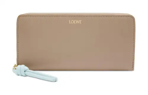 LOEWE Bright Nappa Calfskin Wallet Women's Sand & Blue Iceberg