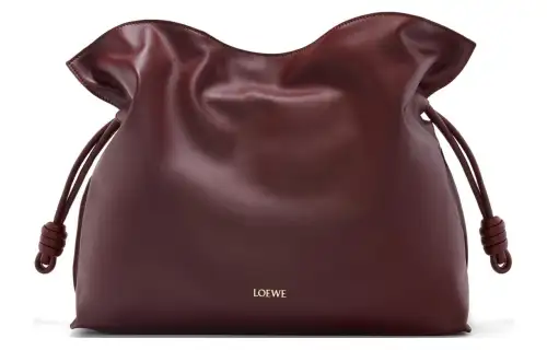 LOEWE Flamenco Napa Calf Leather Crossbody Bag, Shoulder Bag, Clutch Large Women's Dark Burgundy