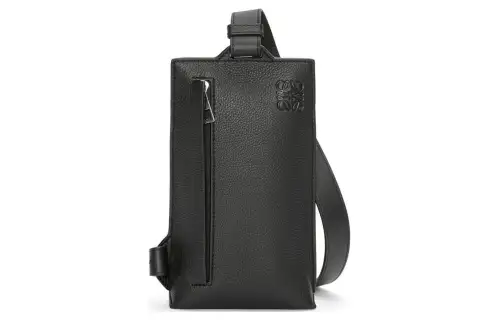 LOEWE Grain Calfskin Fanny Pack Sling Bag Crossbody Bag Men's Black
