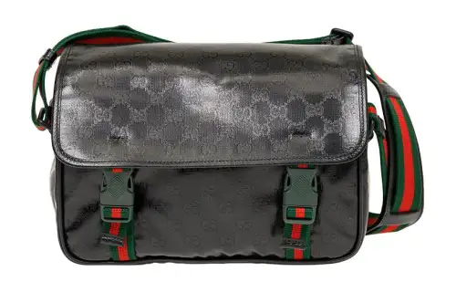 GUCCI Crystal Leather Messenger Bag, Shoulder Bag, Crossbody Bag Regular Men's Black