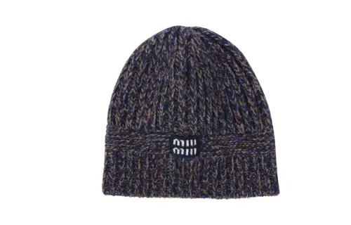 MIU MIU Wool Fabric Beanies Women's Blue