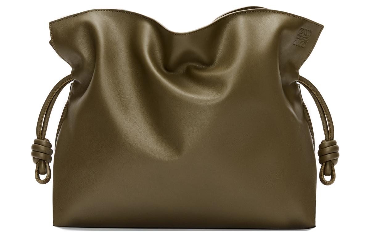 LOEWE Flamenco Napa Calf Leather Crossbody Bag, Shoulder Bag, Clutch Large Women's Dark Khaki Green