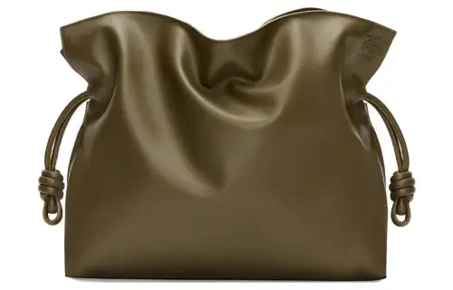 LOEWE Flamenco Napa Calf Leather Crossbody Bag, Shoulder Bag, Clutch Large Women's Dark Khaki Green