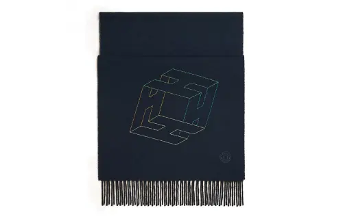 HERMES Knit Scarves Men's Navy Blue
