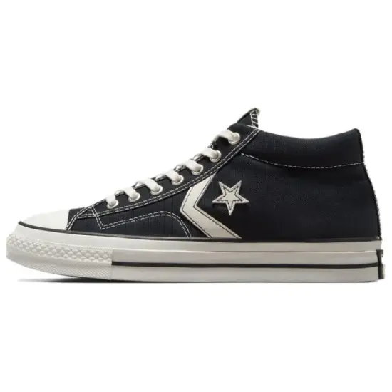 Converse Star Player Anti Slip Wear Resistant Mid Top Canvas Shoes Unisex Black White