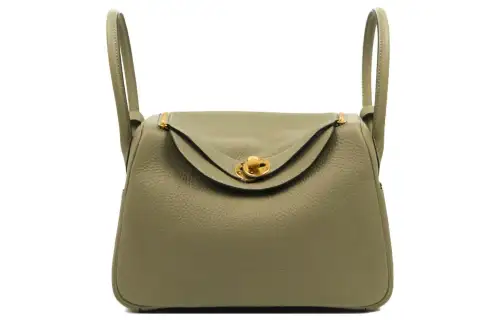 HERMES Lindy Clemence Bullock Leather Handbag 26 Women's Q1 Sauge Sage Green