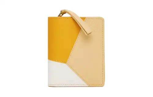 LOEWE Puzzle Calfskin Wallet Women's Sunflower & Soft White & Dark Color