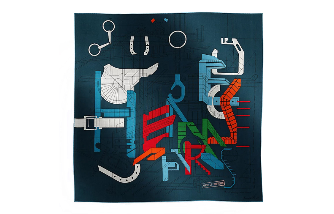 HERMES Cashmere Silk, Mulberry Silk Scarves Men's Blue