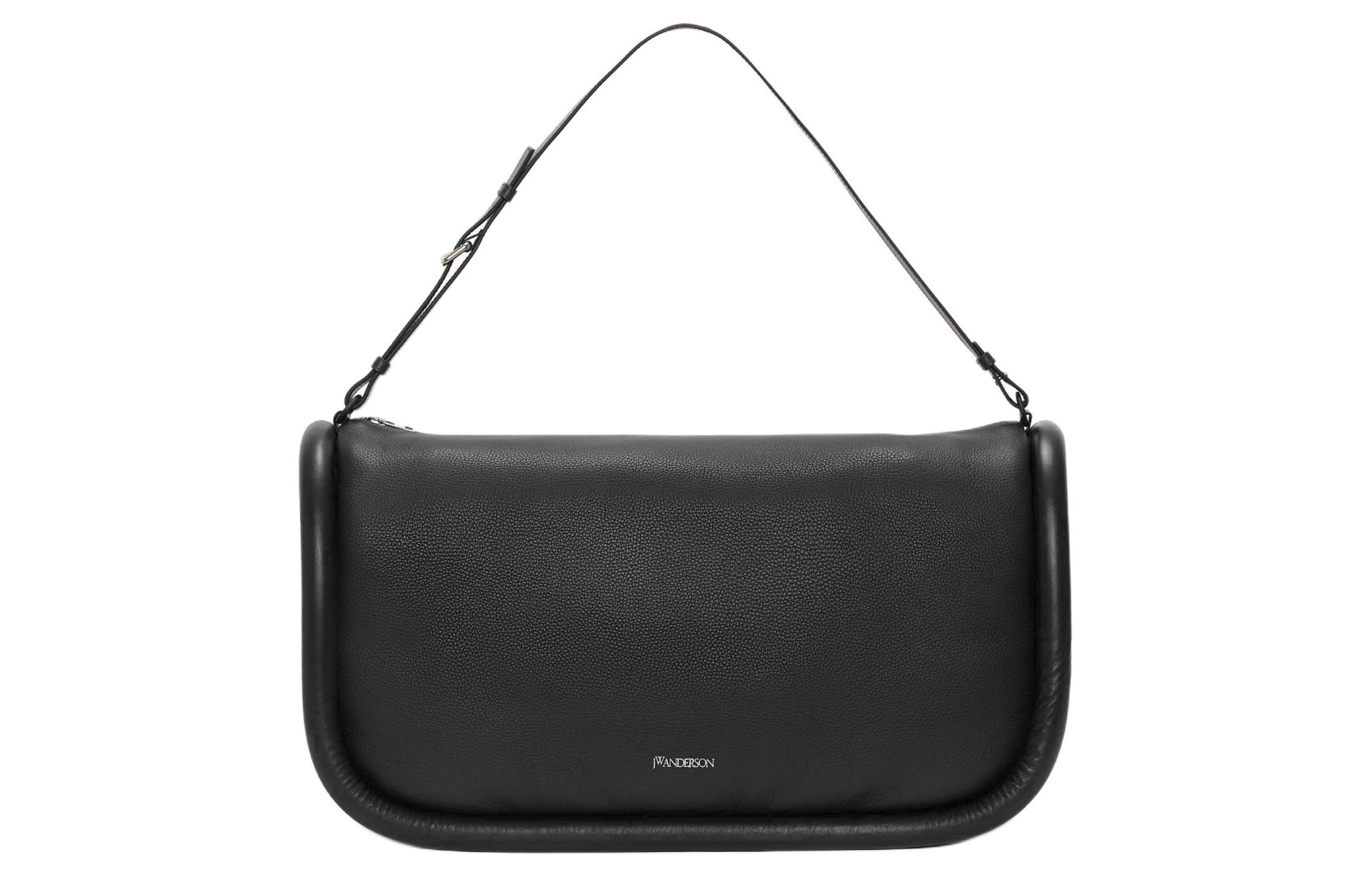 JW Anderson Big woven straps, leather handheld shoulder bag, black one-shoulder bag, 36, with your logo imprint