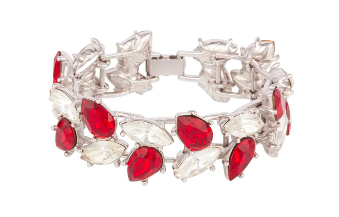 SAINT LAURENT 1980s Marquise Pearl Cut Swarovski Crystals Bracelet