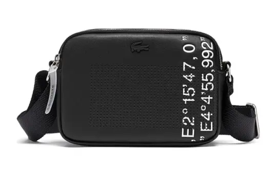 LACOSTE Pu Small Square Bag, Shoulder Bag, Crossbody Bag Medium Unisex Black