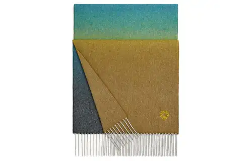 HERMES Summerblock Knit Scarves Men's Blue Yellow