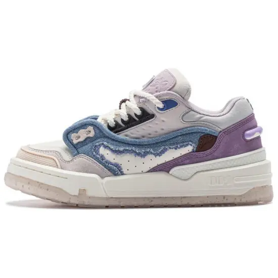 LINING 001 BTC Skateboard Shoes Women's Low-Top White Blue/Purple