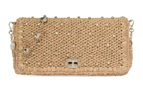 MIU MIU Synthetic Crystal Portable One Shoulder Clutch Women's Yellow
