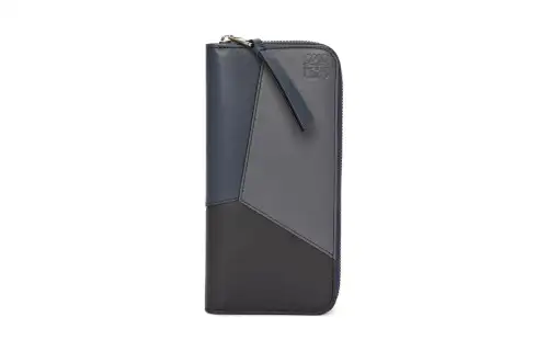 LOEWE Puzzle Cow Leather Wallet Men's Dark Marine Blue Meets Anthracite