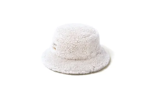 MIU MIU Miaomiao Embroidered logo Grosgrain lining leather Wool Fisherman hat Women White
