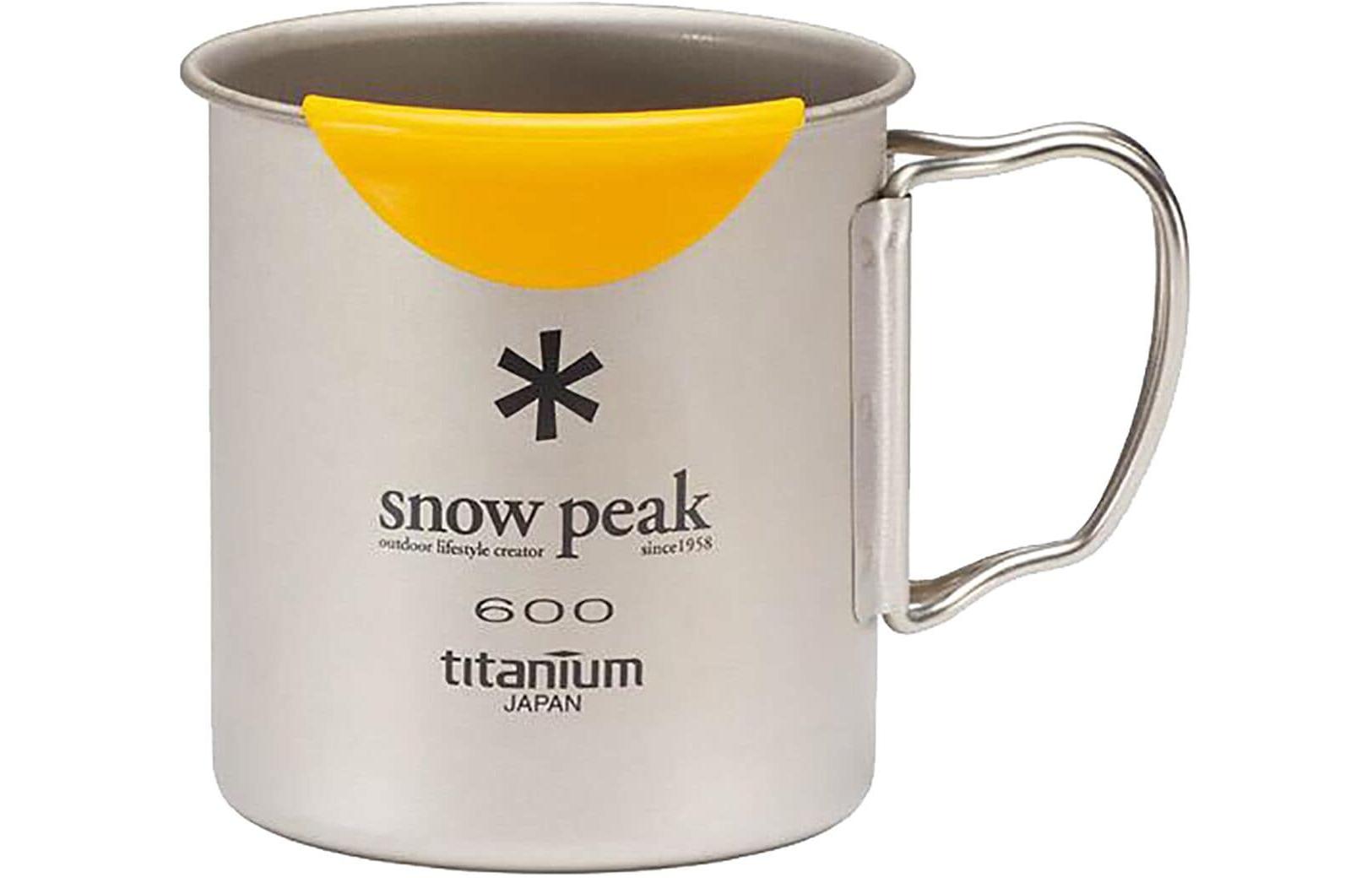 Snow peak outdoor water set 600ML HotLips mug folding handle thermal insulation titanium 3.8 x 4 inches