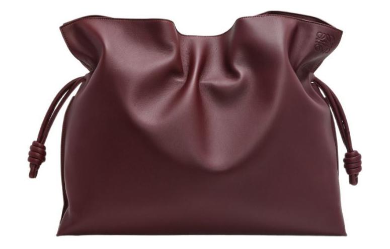 LOEWE Flamenco Napa Calf Leather Portable One Shoulder Clutch Extra Large Women's Dark Burgundy