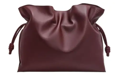 LOEWE Flamenco Napa Calf Leather Portable One Shoulder Clutch Extra Large Women's Dark Burgundy