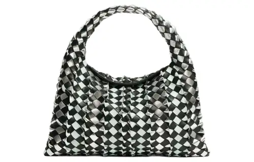 Bottega Veneta Calfskin Handbag, Shoulder Bag Small Women's Jasper & Glacier & Silver