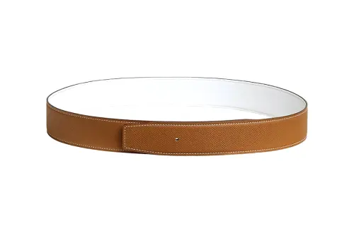 HERMES Calfskin Leather Belts Men's Width 3.8cm