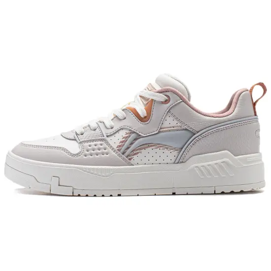 LINING Common 80s Skateboard Shoes Women's Low-Top White Sand Gray/Snow White