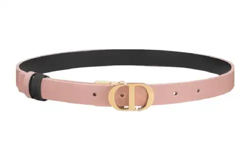 DIOR Double Sided Solid Color Design Smooth Buckle Leather Belts Women's Pink 