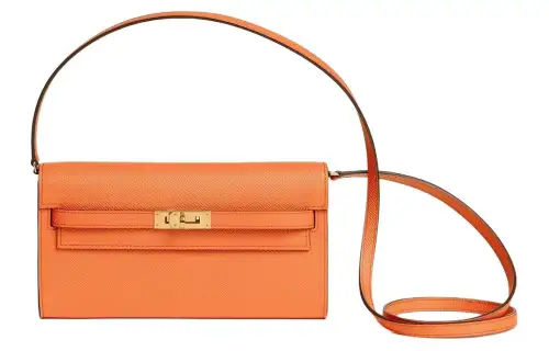 HERMES Kelly To Go Gold tone Lock Epsom Leather Crossbody Wallet Regular Women's 93 Orange Hermes Orange & Orange