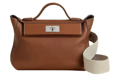 HERMES 24/24 Barenia Faubourg Calfskin Shoulder Bag, Crossbody Bag, Handbag Women's Brown