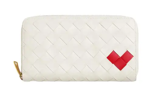 Bottega Veneta Sheepskin Wallet Women's White & Bright Red