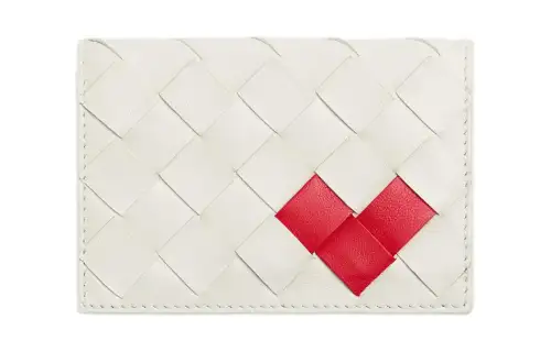 Bottega Veneta Sheepskin Card Holder Women's White & Bright Red