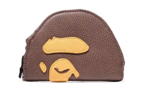 A BATHING APE Leather Coin Purse Men's Brown