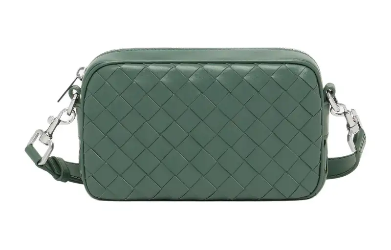 Bottega Veneta Cow Leather Camera Bag, Shoulder Bag, Crossbody Bag Mini Men's Aloe Vera Green