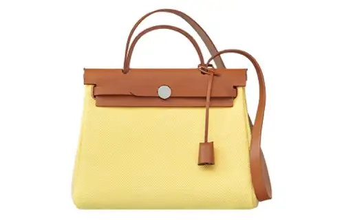 HERMES Herbag Zip Criss Viking Canvas With Hunter Cow Leather Shoulder Bag, Crossbody Bag, Handbag 31 Unisex