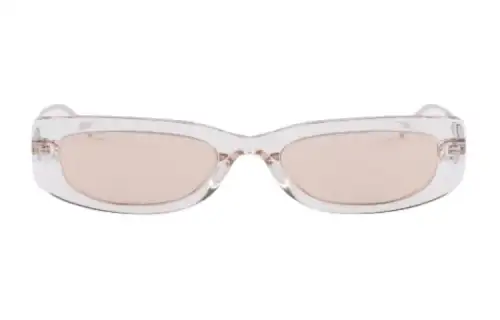 PRADA Acetate Metal Crystal Irregular Shape Sunglasses Women's Transparent