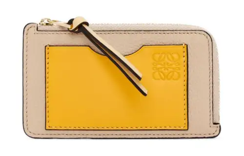 LOEWE Soft Grain Calfskin Card Holder Women's Paper Craft Sunflower Puzzle