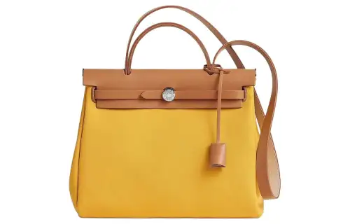HERMES Herbag Zip Officier Canvas With Hunter Cow Leather Shoulder Bag, Crossbody Bag, Handbag 31 Unisex