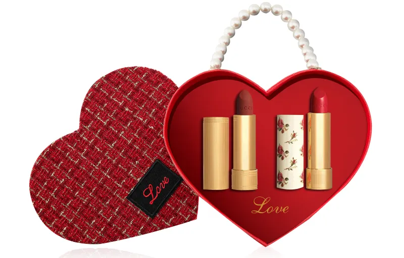 GUCCI Gucci, lipstick pearl, gift box, makeup primer, velvet set, Chanel style, translucent shading, 2 pieces