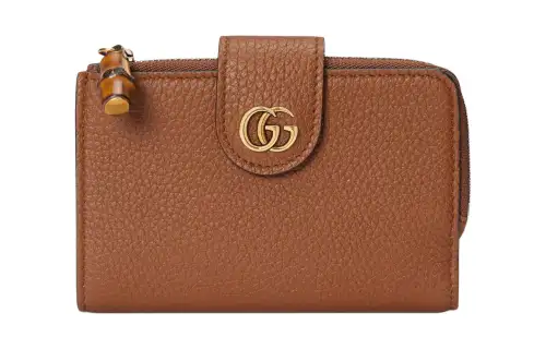 GUCCI Leather Wallet Medium Women's Brown