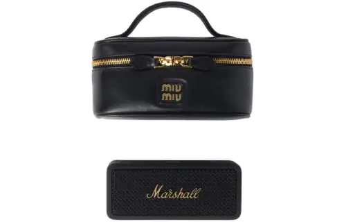 MIU MIU Marshall Collaboration Leather Storage Bag Unisex Black