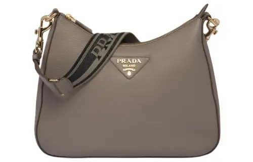 PRADA Leather Handbag, Shoulder Bag Women's Mud Gray