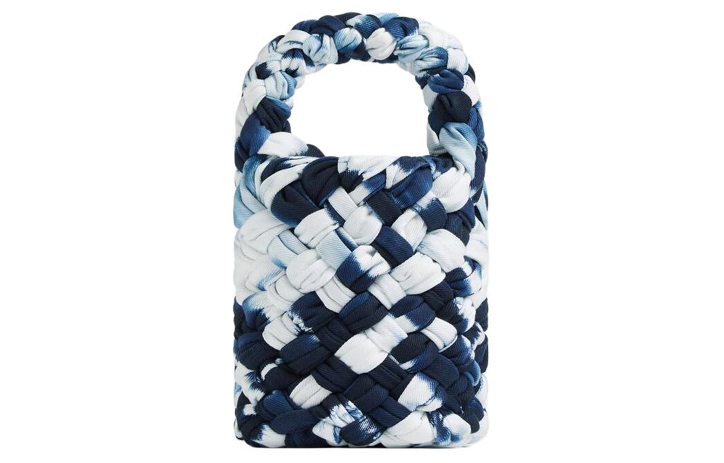 Bottega Veneta Kalimero Cotton Crossbody Handbag Small Women's Marine Blue & White