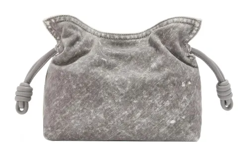 LOEWE Flamenco Fabric One Shoulder Crossbody Clutch Mini Women's Gray