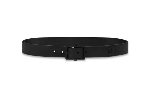 LOUIS VUITTON Pin Buckle Leather Belts Men's Black Width 3.5cm