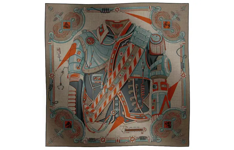 HERMES Knit Scarves Men's Elephant Gray