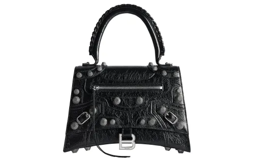 Balenciaga HourglassLe Cagole Fine Grained Sheepskin Shoulder Bag, Crossbody Bag, Handbag Medium Women's Black