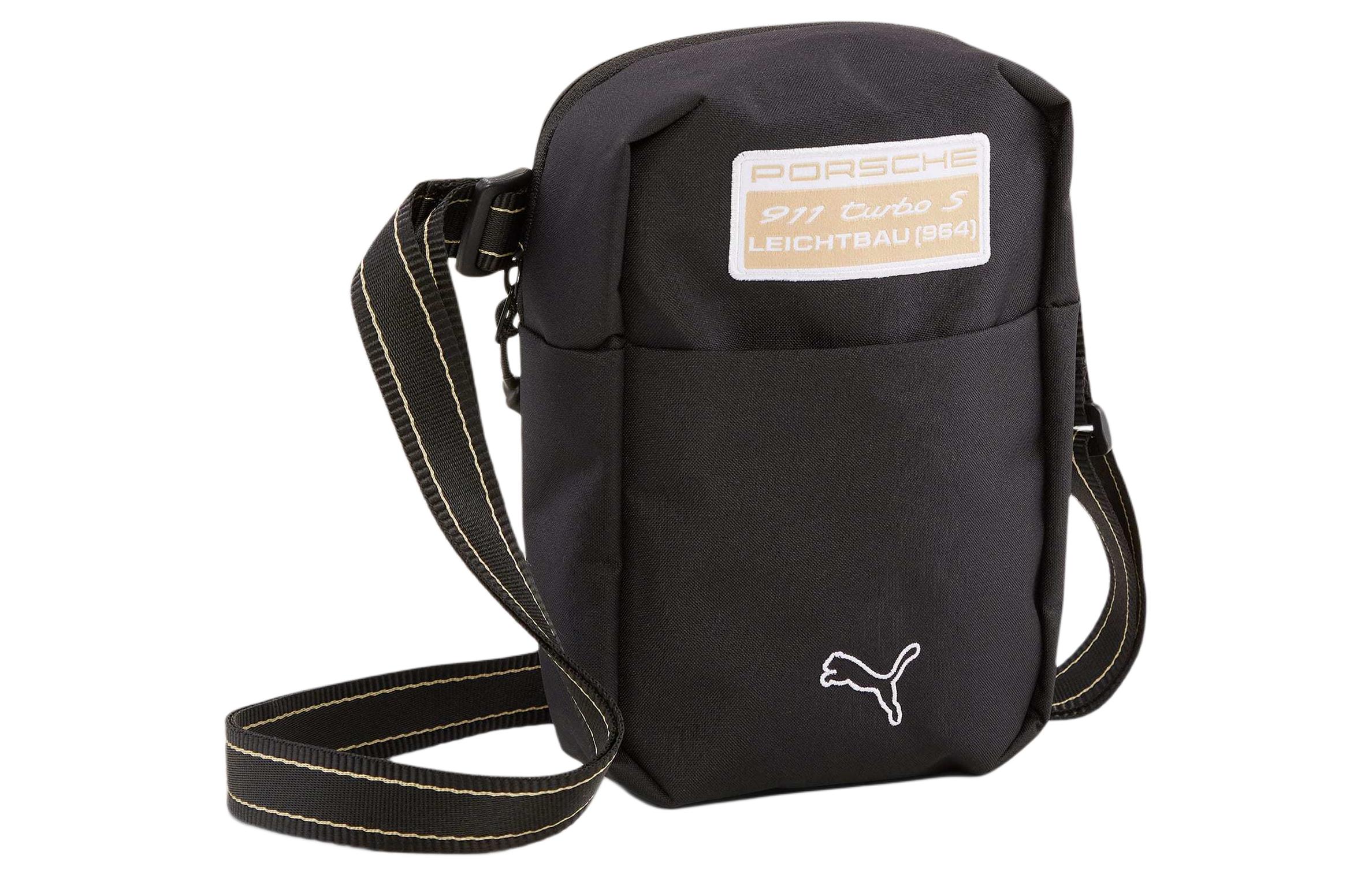 PUMA Puma Porsche Legacy Statement Branded Zipper Closure Polyester Crossbody Shoulder Bag Unisex Couple Style Black