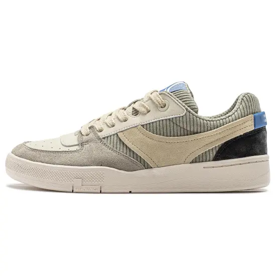 LiNing Zhengrong 92S Slip Resistant Cushioning Low Top Skateboard Shoes Men's Beige Green